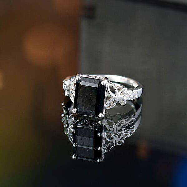 Shop Lc D'Joy Australian Black Tourmaline 3.50 Solitaire Ring In Sterling Silver