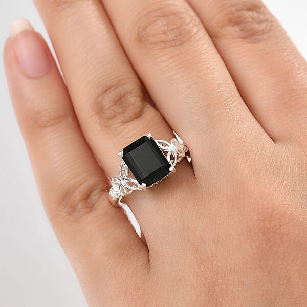 Shop Lc D'Joy Australian Black Tourmaline 3.50 Solitaire Ring In Sterling Silver