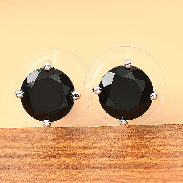 Shop Lc D'Joy Australian Black Tourmaline 4.40 Ctw Solitaire Stud Earrings In Platinum Over Sterling Silver