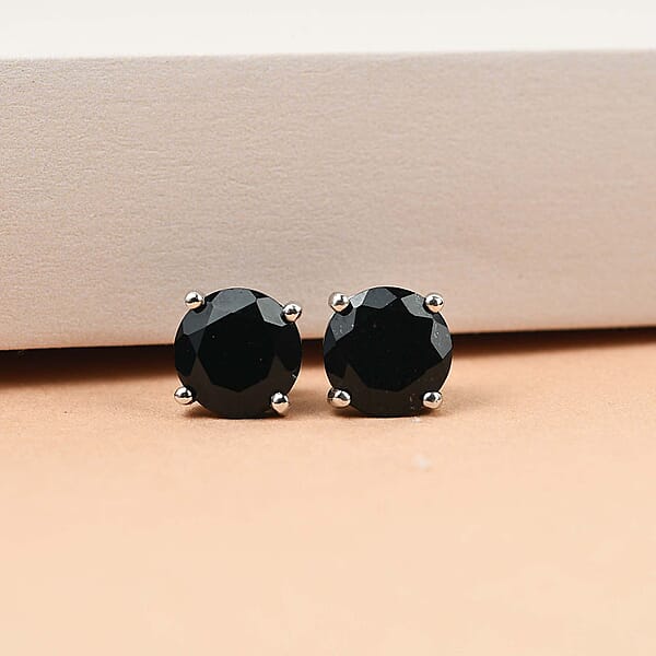 Shop Lc D'Joy Australian Black Tourmaline 4.40 Ctw Solitaire Stud Earrings In Platinum Over Sterling Silver
