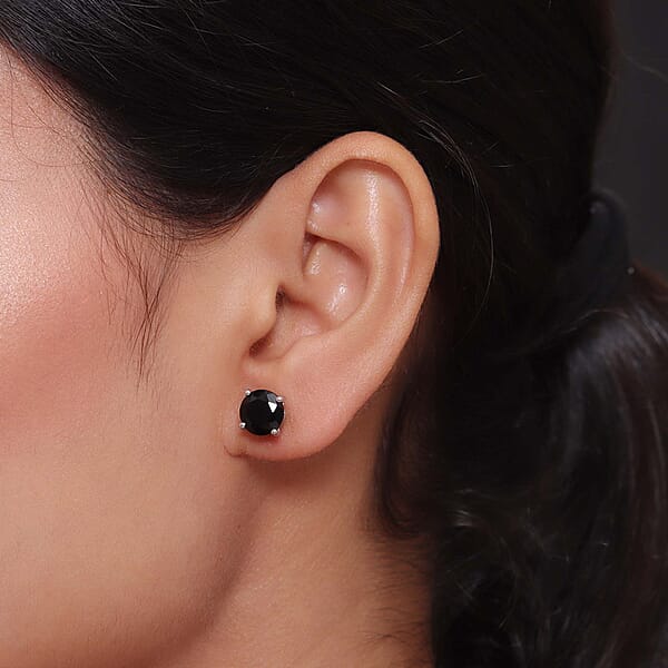 Shop Lc D'Joy Australian Black Tourmaline 4.40 Ctw Solitaire Stud Earrings In Platinum Over Sterling Silver