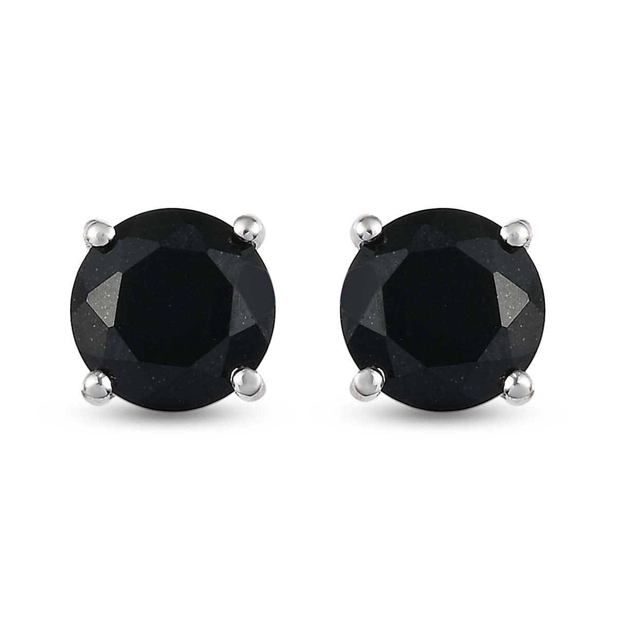 shop lc D'Joy Australian Black Tourmaline 4.40 ctw Solitaire Stud Earrings in Platinum Over Sterling Silver