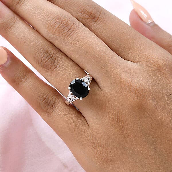 Shop Lc D'Joy Australian Black Tourmaline Solitaire Ring In Sterling Silver 2.65 Ctw