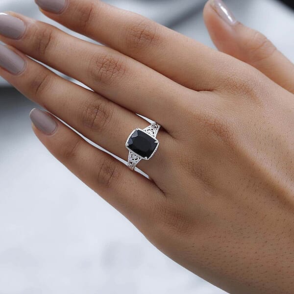 Shop Lc D'Joy Australian Black Tourmaline Solitaire Ring In Sterling Silver 3.50 Ctw