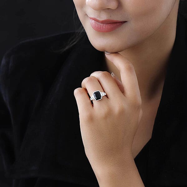 Shop Lc D'Joy Australian Black Tourmaline Solitaire Ring In Sterling Silver 3.50 Ctw