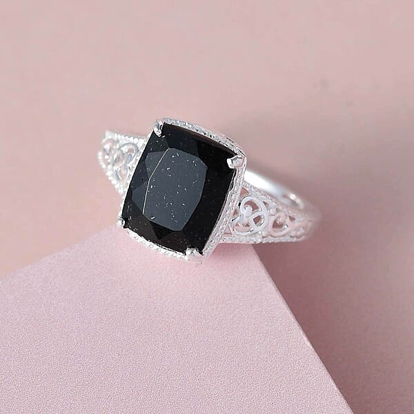 Shop Lc D'Joy Australian Black Tourmaline Solitaire Ring In Sterling Silver 3.50 Ctw