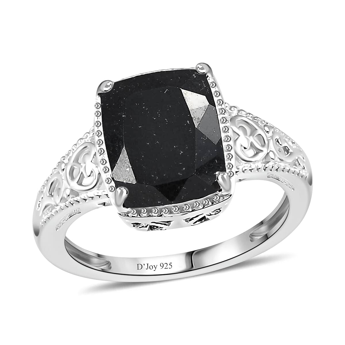 shop lc D'Joy Australian Black Tourmaline Solitaire Ring in Sterling Silver 3.50 ctw