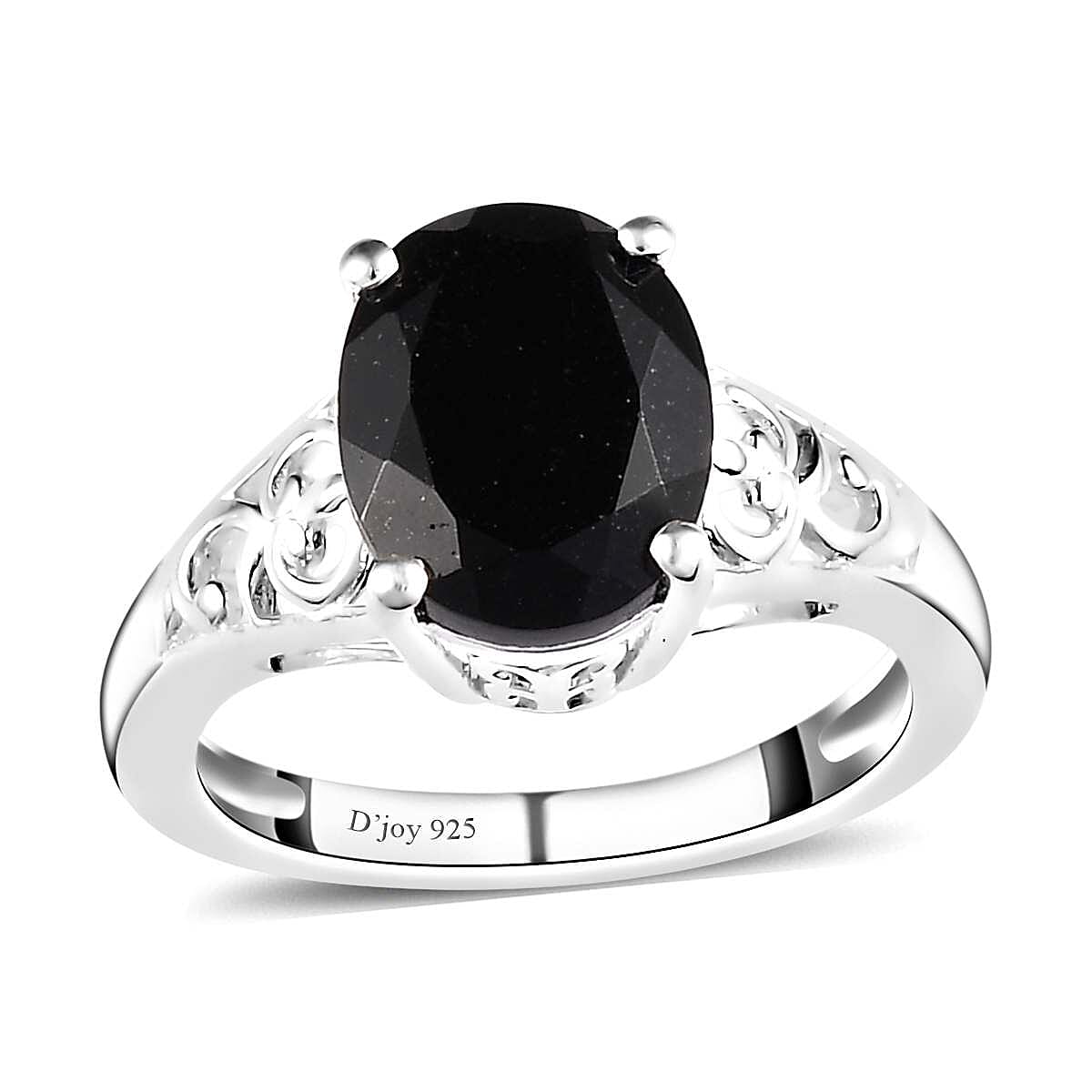 shop lc D'Joy Australian Black Tourmaline Solitaire Ring in Sterling Silver 2.65 ctw