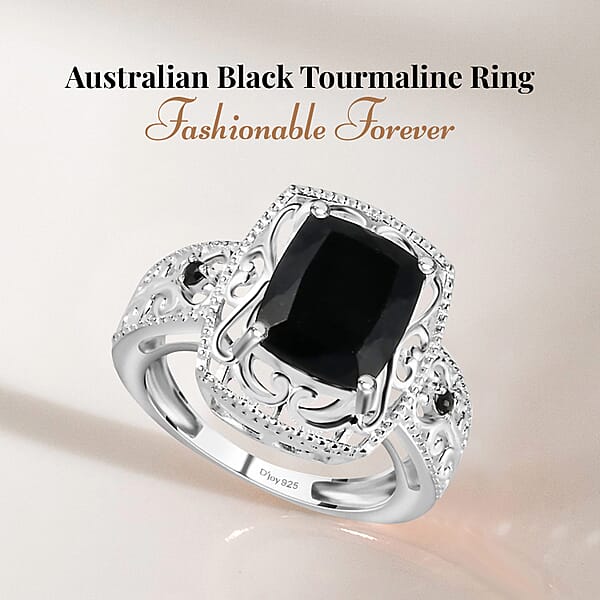 Shop Lc D'Joy Australian Black Tourmaline Thai Black Spinel Ring In Sterling Silver 3.40 Ctw