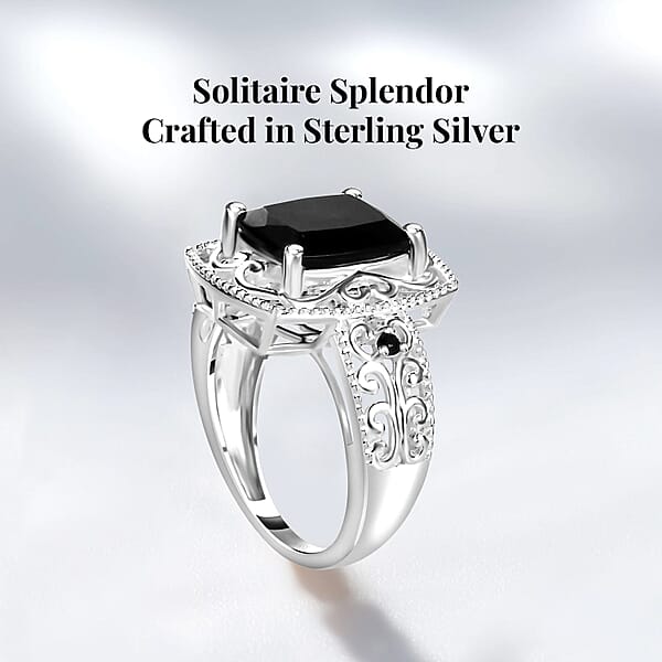 Shop Lc D'Joy Australian Black Tourmaline Thai Black Spinel Ring In Sterling Silver 3.40 Ctw