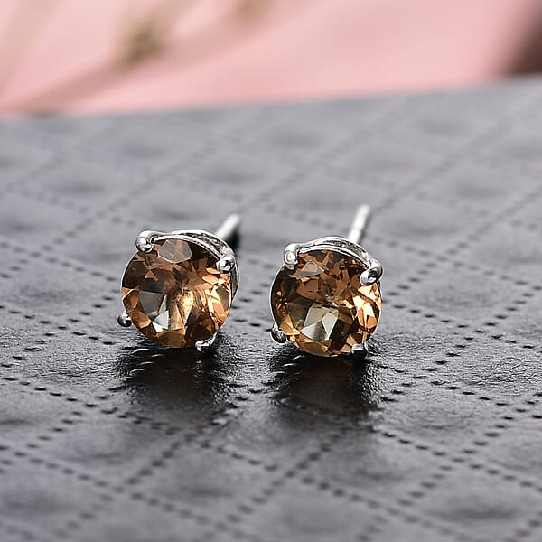 Shop Lc D'Joy Autumn Alexite 1.60 Ctw Solitaire Stud Earrings In Platinum Over Sterling Silver