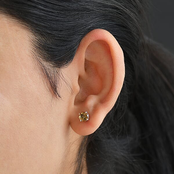 Shop Lc D'Joy Autumn Alexite 1.60 Ctw Solitaire Stud Earrings In Platinum Over Sterling Silver