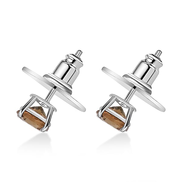 Shop Lc D'Joy Autumn Alexite 1.60 Ctw Solitaire Stud Earrings In Platinum Over Sterling Silver