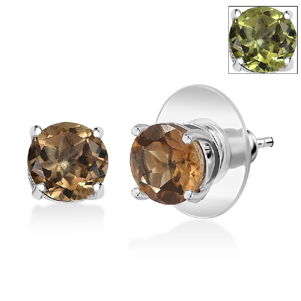 shop lc D'Joy Autumn Alexite 1.60 ctw Solitaire Stud Earrings in Platinum Over Sterling Silver