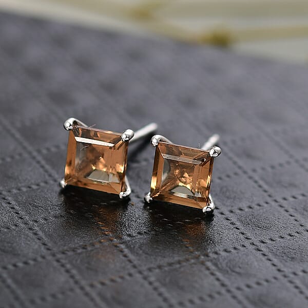 Shop Lc D'Joy Autumn Alexite 2.40 Ctw Solitaire Stud Earrings In Platinum Over Sterling Silver