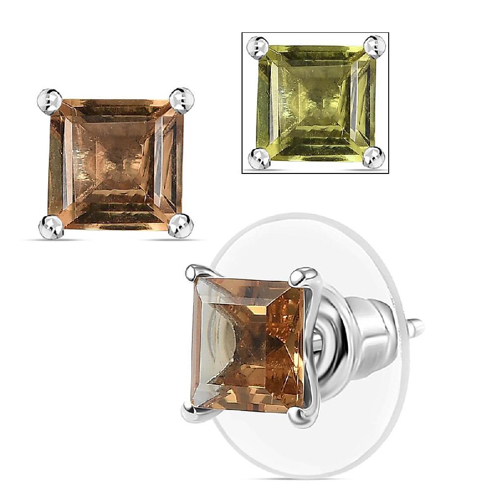 shop lc D'Joy Autumn Alexite 2.40 ctw Solitaire Stud Earrings in Platinum Over Sterling Silver