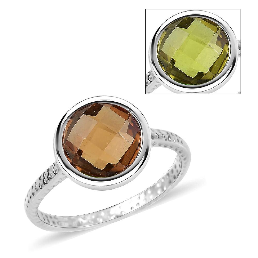shop lc D'Joy Autumn Alexite 3.75 ctw Art Deco Ring in Platinum Over Sterling Silver