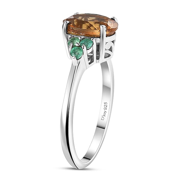 Shop Lc D'Joy Autumn Alexite And Kagem Zambian Emerald 2.00 Ctw Art Deco Ring In Platinum Over Sterling Silver