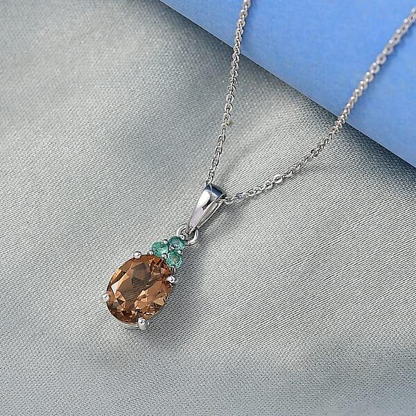 Shop Lc D'Joy Autumn Alexite And Kagem Zambian Emerald 2.00 Ctw Oval Art Deco Pendant Necklace In Platinum Over Sterling Silver 20 Inches