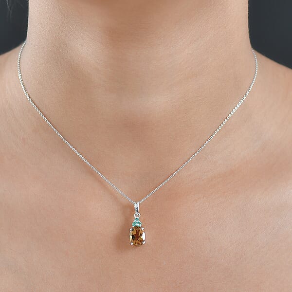 Shop Lc D'Joy Autumn Alexite And Kagem Zambian Emerald 2.00 Ctw Oval Art Deco Pendant Necklace In Platinum Over Sterling Silver 20 Inches