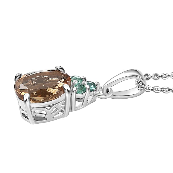 Shop Lc D'Joy Autumn Alexite And Kagem Zambian Emerald 2.00 Ctw Oval Art Deco Pendant Necklace In Platinum Over Sterling Silver 20 Inches