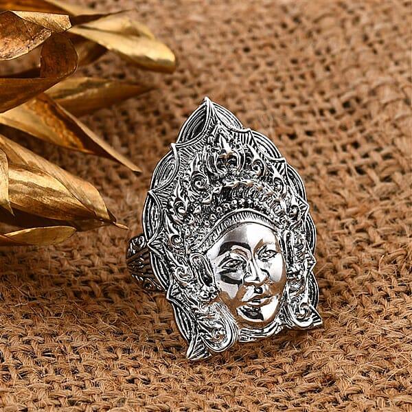 Shop Lc D'Joy Bali Goddess Princess Ring In Sterling Silver 13.75 Grams