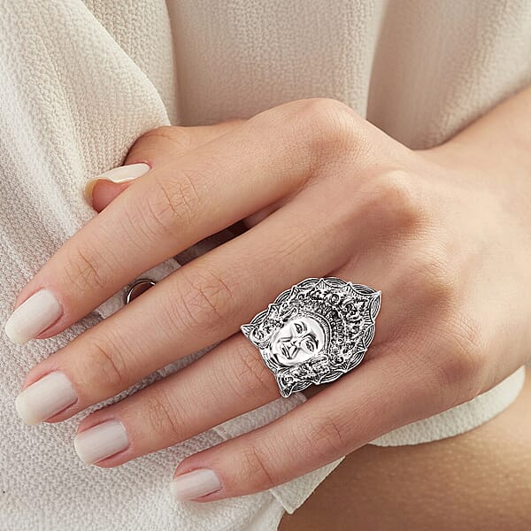 Shop Lc D'Joy Bali Goddess Princess Ring In Sterling Silver 13.75 Grams
