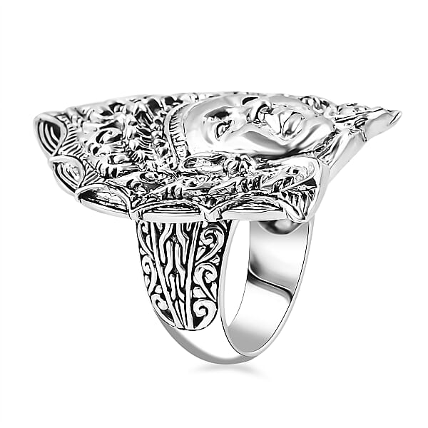 Shop Lc D'Joy Bali Goddess Princess Ring In Sterling Silver 13.75 Grams