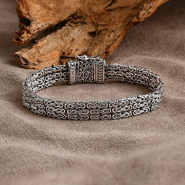Shop Lc D'Joy Bali Legacy Borobudur Flat Chain Bracelet In Sterling Silver (6.50 In) 39.50 Grams
