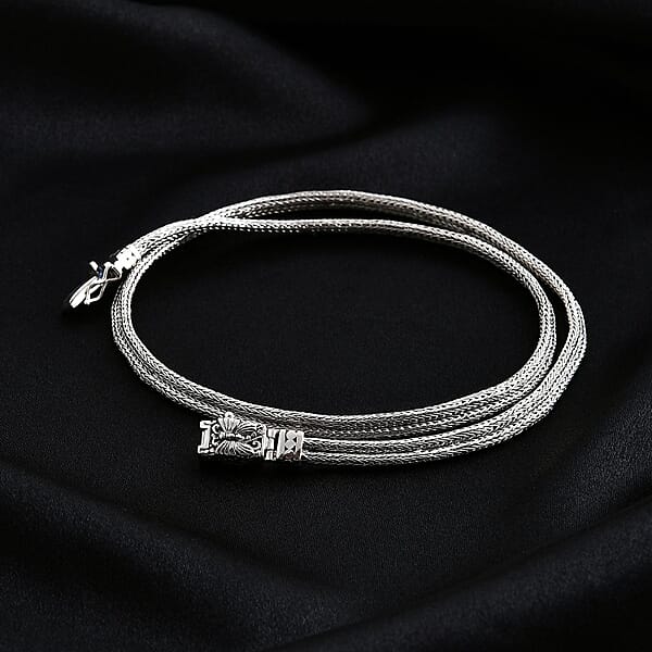 Shop Lc D'Joy Bali Legacy Double Row Tulang Naga With Butterfly Necklace In Sterling Silver 34.50 Grams 20 Inches