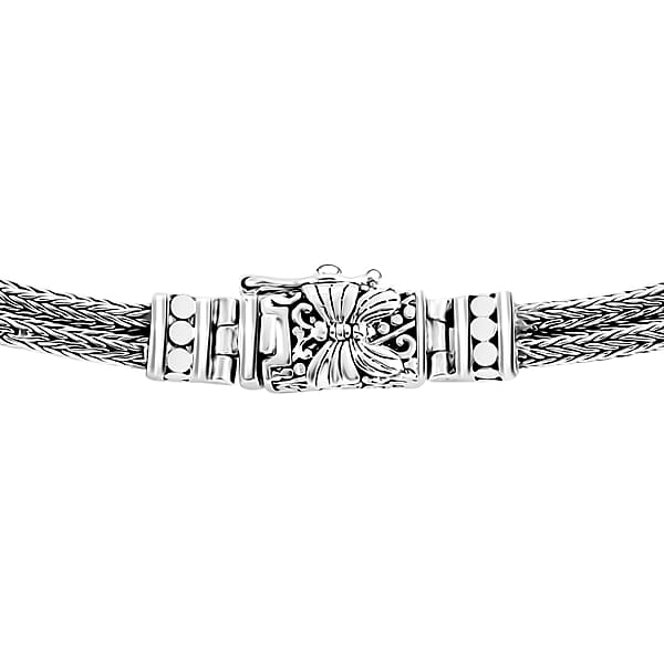 Shop Lc D'Joy Bali Legacy Double Row Tulang Naga With Butterfly Necklace In Sterling Silver 34.50 Grams 20 Inches