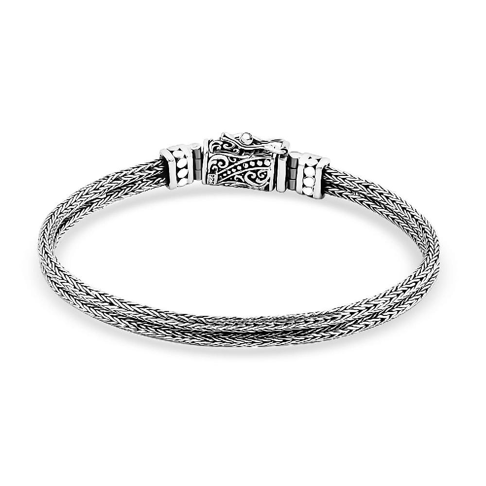 shop lc D'Joy Bali Legacy Double Row Tulang Naga with Butterfly Bracelet in Sterling Silver (6.50 In) 15.50 Grams
