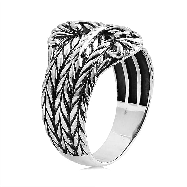 Shop Lc D'Joy Bali Legacy Padian Buckle Ring In Sterling Silver