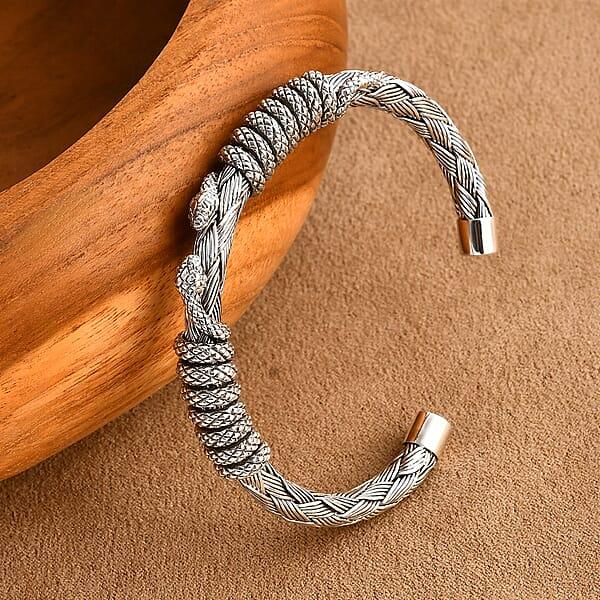 Shop Lc D'Joy Bali Legacy Snake Cuff Bracelet In Sterling Silver (7.25 In) 41.40 Grams