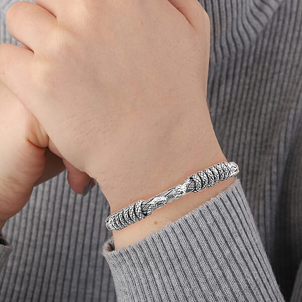 Shop Lc D'Joy Bali Legacy Snake Cuff Bracelet In Sterling Silver (7.25 In) 41.40 Grams