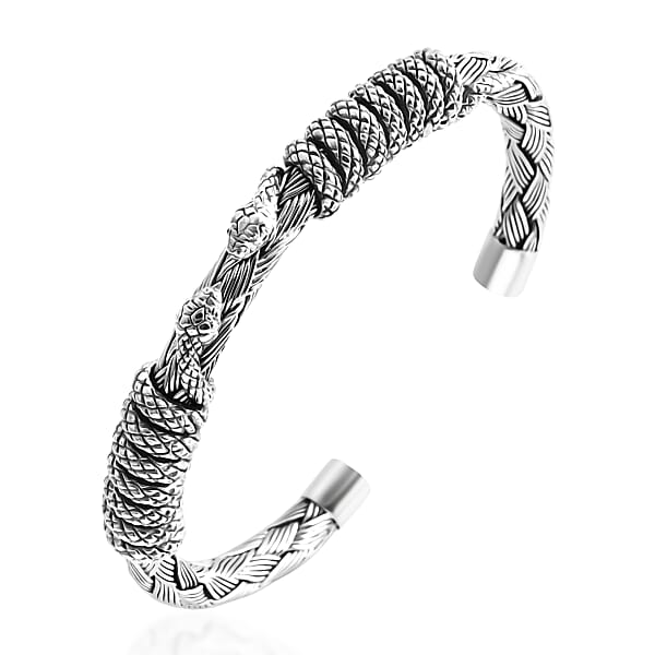 Shop Lc D'Joy Bali Legacy Snake Cuff Bracelet In Sterling Silver (7.25 In) 41.40 Grams