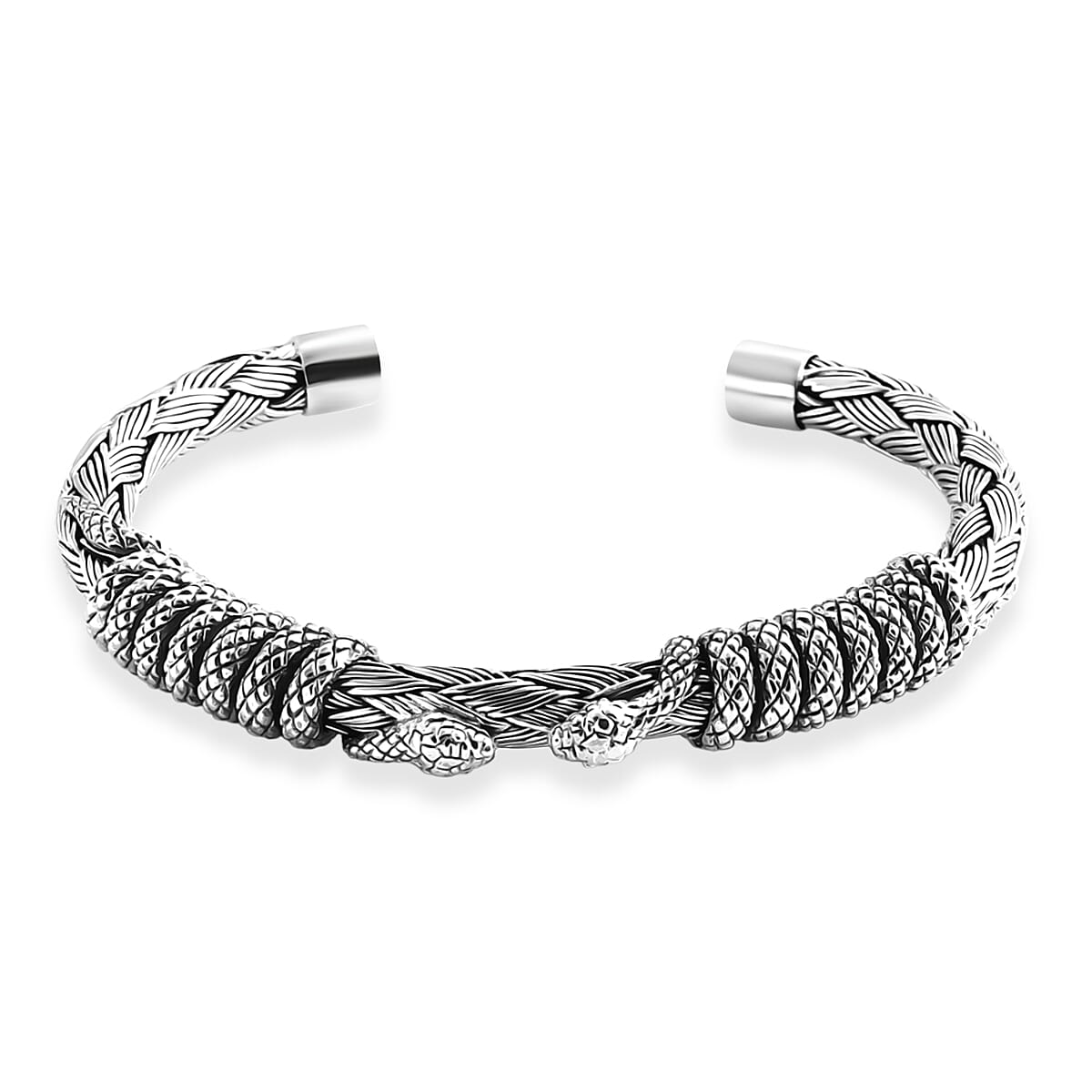shop lc D'Joy Bali Legacy Snake Cuff Bracelet in Sterling Silver (7.25 In) 41.40 Grams