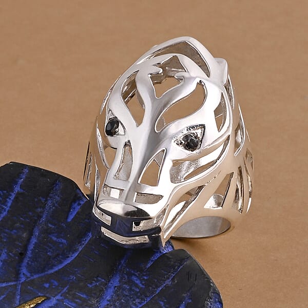 Shop Lc D'Joy Bali Legacy Thai Black Spinel Dragon Ring In Sterling Silver 0.20 Ctw