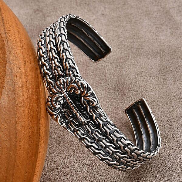 Shop Lc D'Joy Bali Legacy Tulang Naga Buckle Cuff Bracelet In Sterling Silver (7.25 In) 30.80 Grams