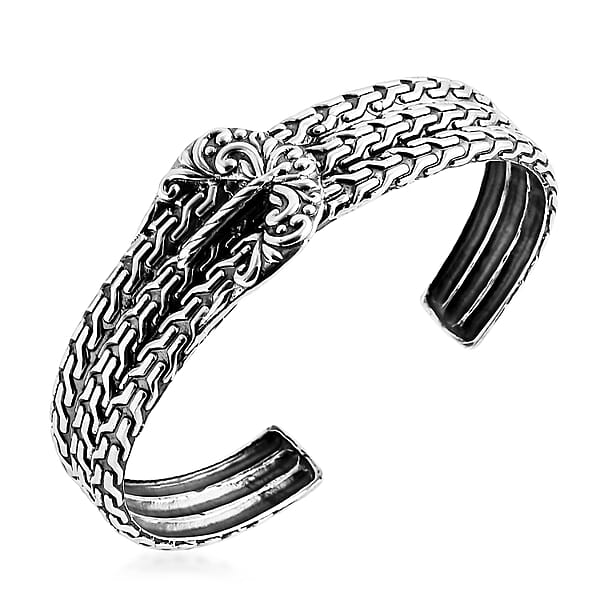 Shop Lc D'Joy Bali Legacy Tulang Naga Buckle Cuff Bracelet In Sterling Silver (7.25 In) 30.80 Grams