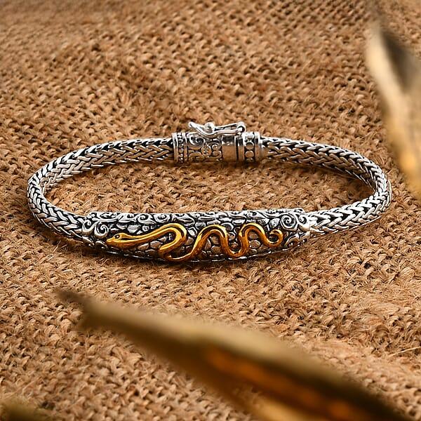 Shop Lc D'Joy Bali Legacy Tulang Naga Chain With Snake Bracelet In 22K Vermeil YG Over And Sterling Silver (6.50 In) 20.85 Grams