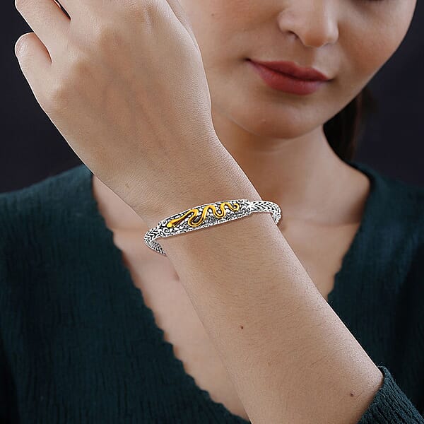 Shop Lc D'Joy Bali Legacy Tulang Naga Chain With Snake Bracelet In 22K Vermeil YG Over And Sterling Silver (6.50 In) 20.85 Grams