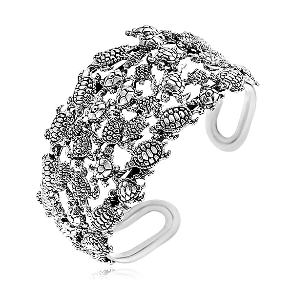 Shop Lc D'Joy Bali Legacy Turtle Cuff Bracelet In Sterling Silver (7.25 In) 35.25 Grams
