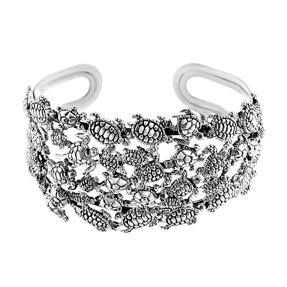 shop lc D'Joy Bali Legacy Turtle Cuff Bracelet in Sterling Silver (7.25 In) 35.25 Grams