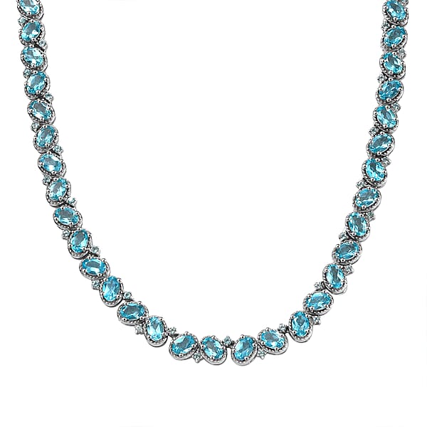 Shop Lc D'Joy Betroka Blue Apatite 31.20 Ctw Floral Vine Necklace In Rhodium Over Sterling Silver 18 Inches