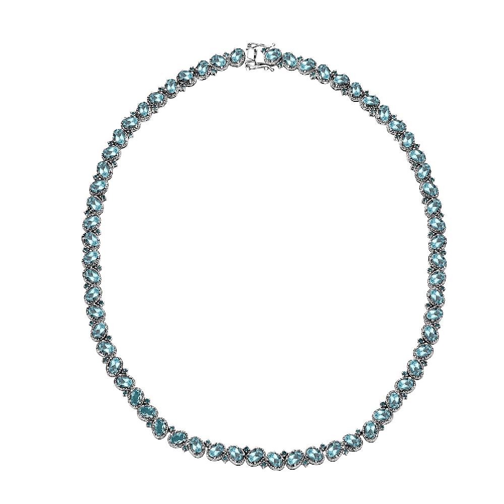 shop lc D'Joy Betroka Blue Apatite 31.20 ctw Floral Vine Necklace in Rhodium Over Sterling Silver 18 Inches