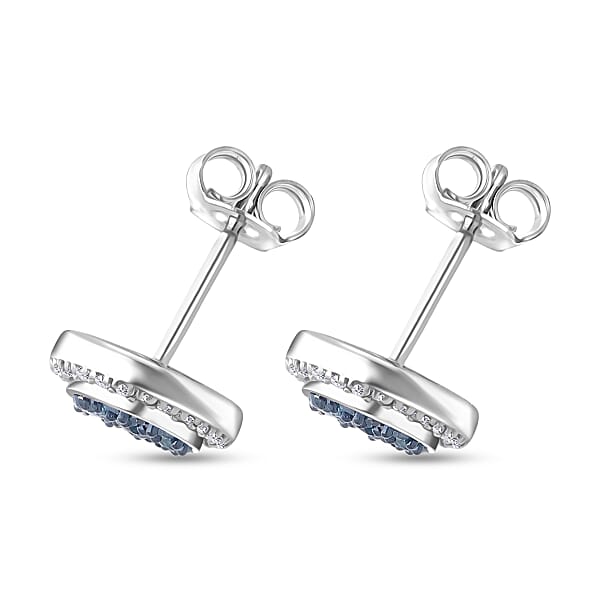 Shop Lc D'Joy Blue And White Diamond 0.50 Ctw Desert Sunrise Earrings In Rhodium Over Sterling Silver