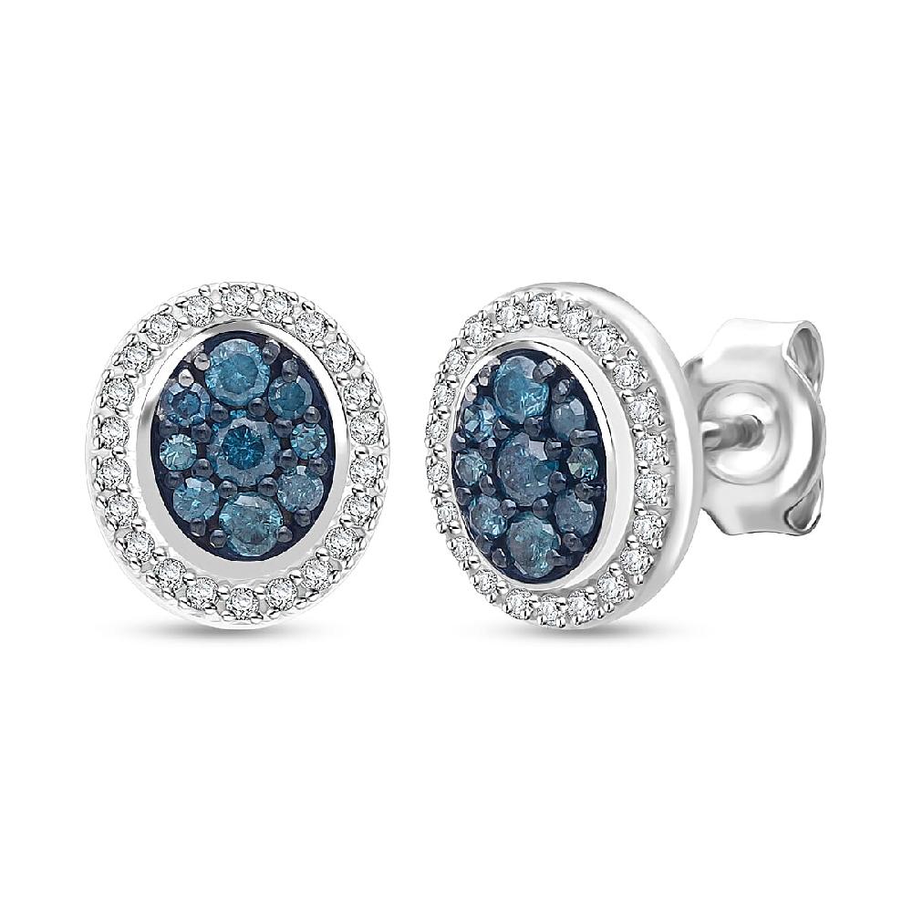 shop lc D'Joy Blue and White Diamond 0.50 ctw Desert Sunrise Earrings in Rhodium Over Sterling Silver