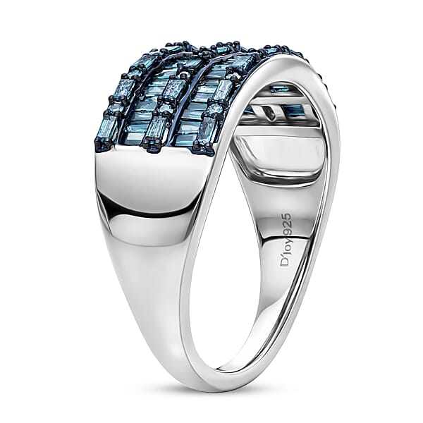 Shop Lc D'Joy Blue Diamond 1.00 Ctw Eternal Band Ring In Rhodium Over Sterling Silver