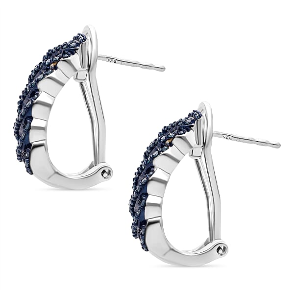 Shop Lc D'Joy Blue Diamond 1.00 Ctw Eternal Weave Earrings In Rhodium Over Sterling Silver